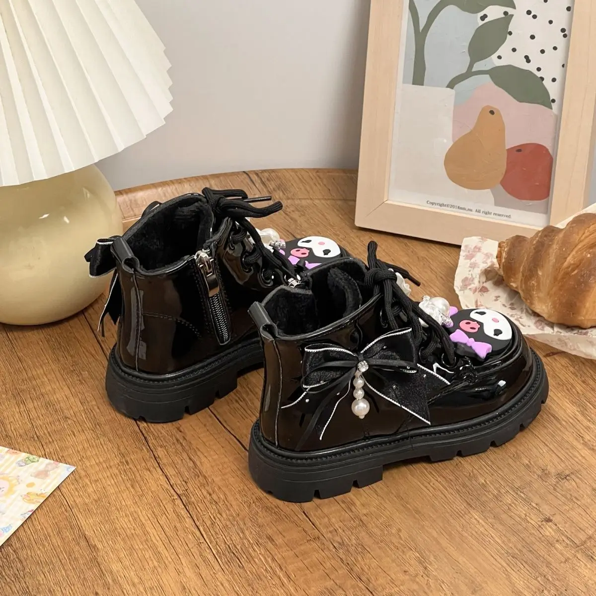 سانريو الشتاء كورومي مارتن الأحذية أنيمي Kawaii الأطفال الخريف الشتاء الأحذية القطنية الكرتون الصوف أحذية قطنية دافئة الهدايا