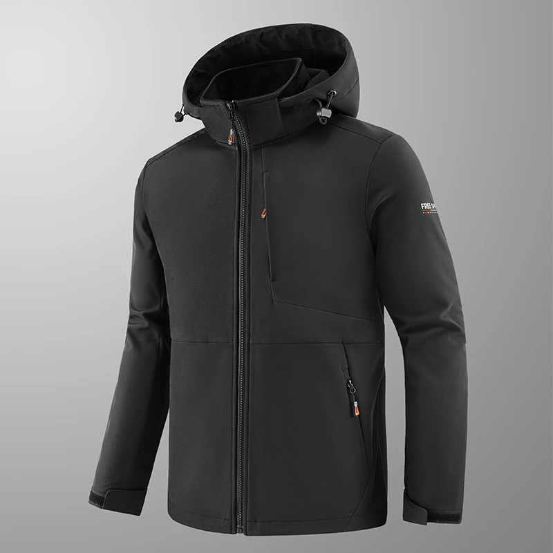 Autumn Men Windproof Outdoor Fleece Jackets Coat Man Detachable Hat Sport Jogger Jacket Man Outwear Camp Hike Windbreaker Jacket