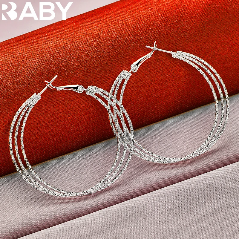 

URBABY 925 Sterling Silver Three Circles Earrings For Women Original Design Hoop Earring Lady Wedding Party Fashion Jewelry