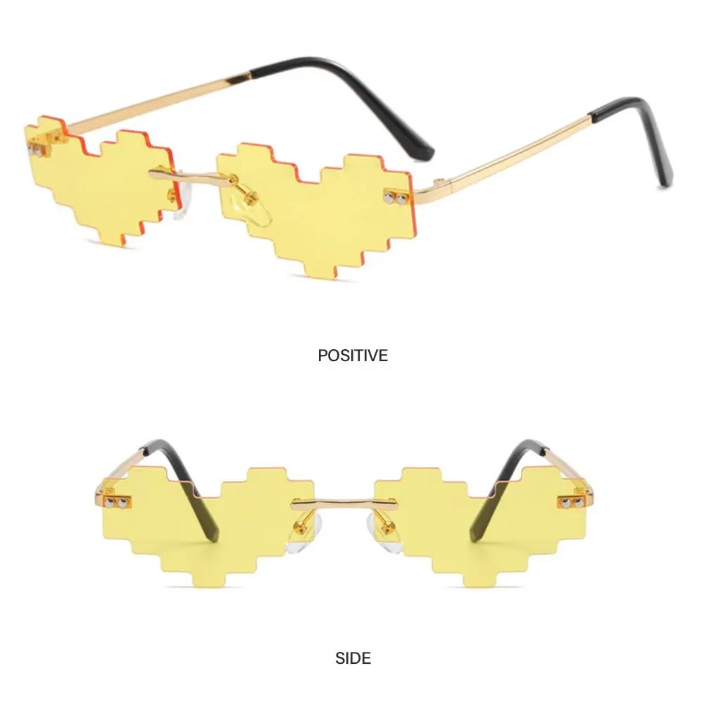 Funny Men & Women Cosplay Novel Gamer Robot Sunglasses Shades Heart Glasses Pixelated Mosaic Glasses