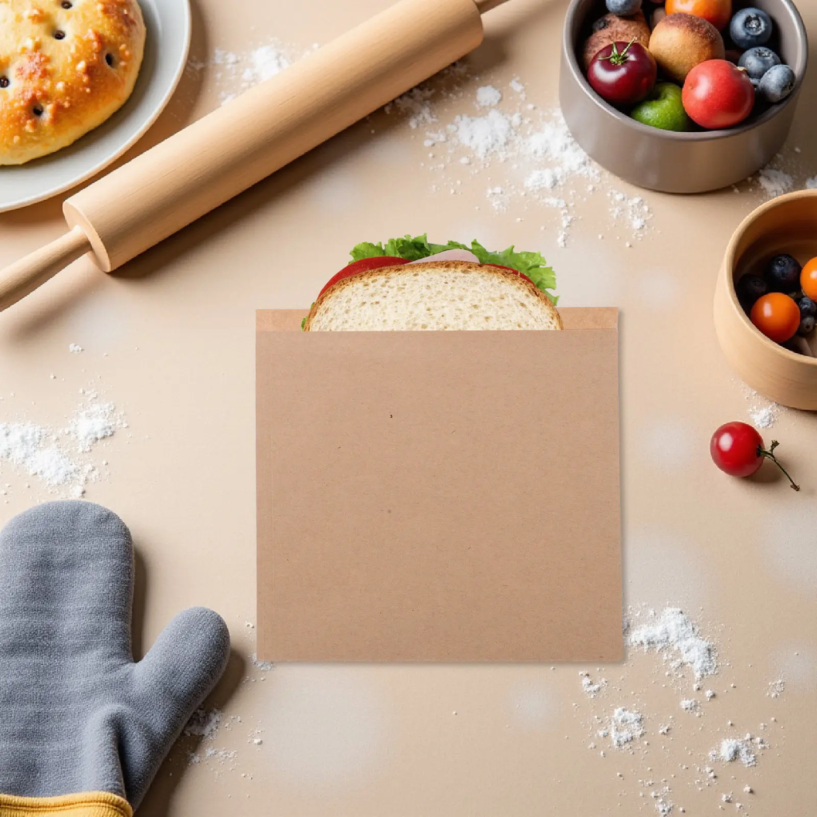 300Pcs Double Open Food Sandwich Bags Greaseproof Paper Snack Wraps Disposable Bakery Cookie Pastry Wrappers Lunch Paper Bags