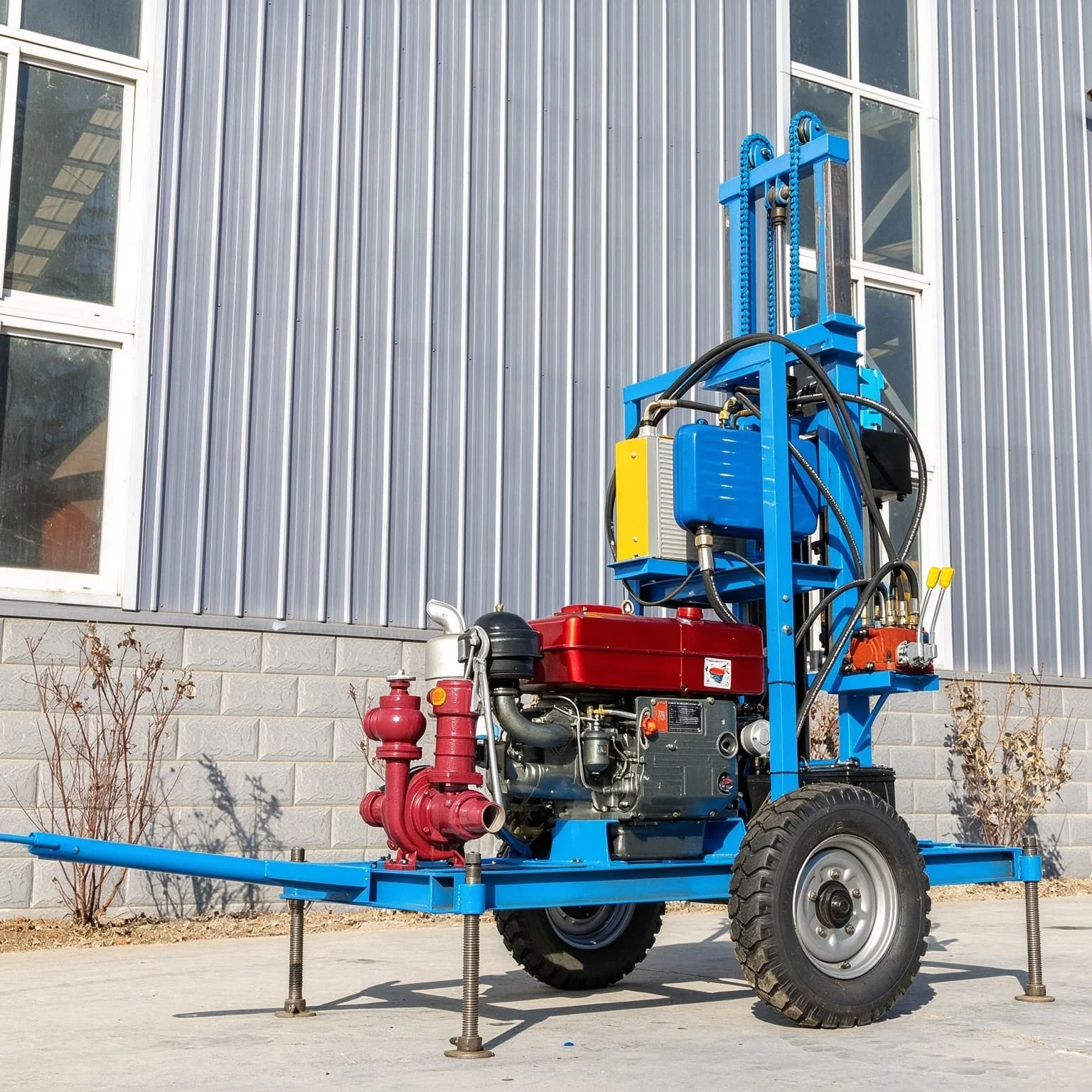 Portable Borehole Drilling Rig Rotary Steel Structure 80m Depth Electric for Agricultural Farmland Water Well Borehole Equipment