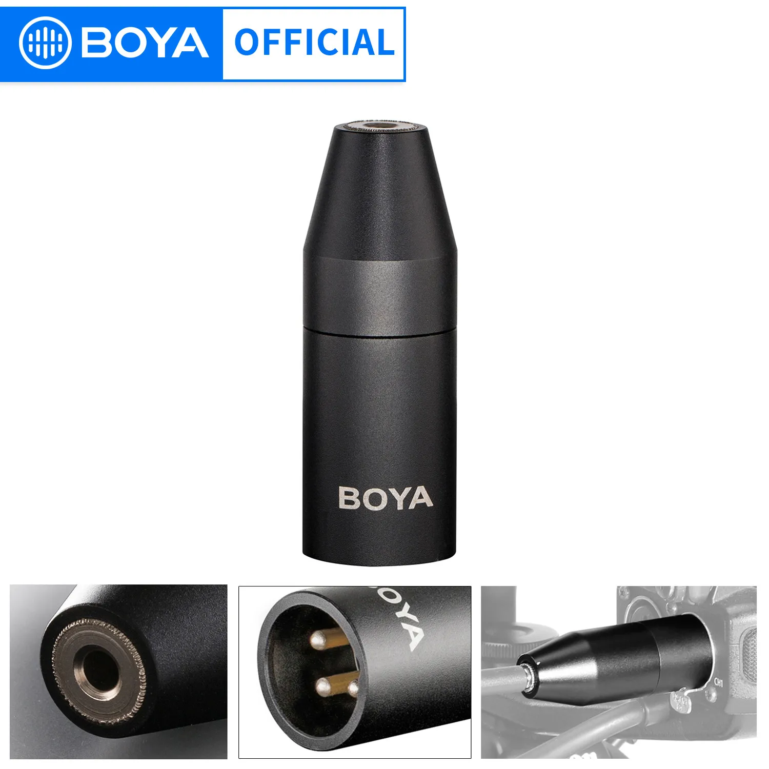 BOYA 35C-XLR 3.5mm (TRS) Mini-Jack Female Microphone Adapter to 3-pin XLR Male Connector for Sony Camcorders Recorders & Mixers