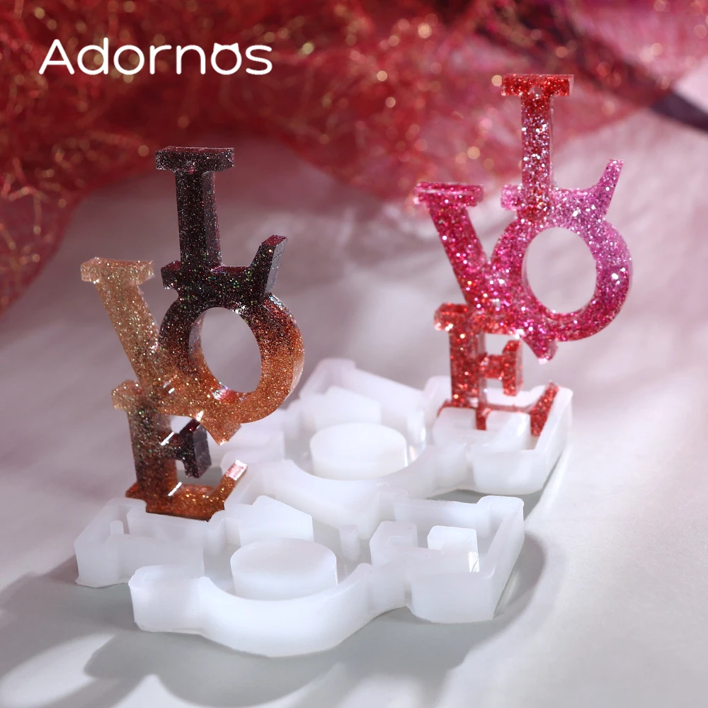 Couple Alphabet LOVE Resin Mold DIY Craft Silicone Molds Making Earrings Pendants Keychains Valentine Anniversaries Decoration