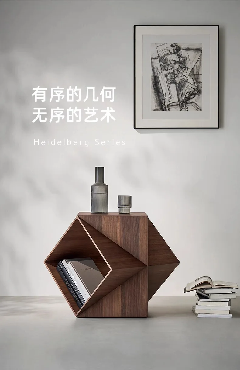 A few polyhedral corners on the side of the sofa, a mobile coffee table