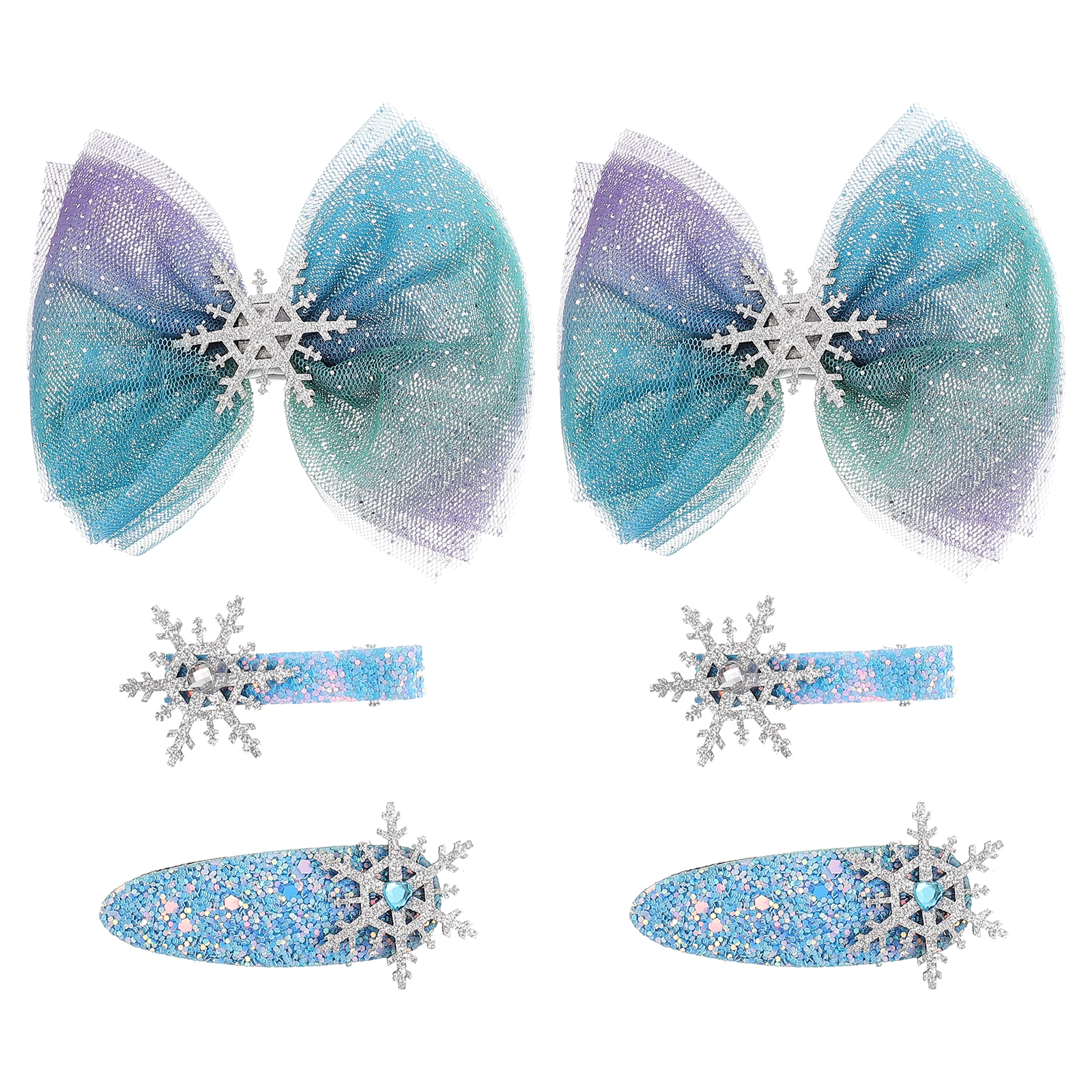 

6 Pcs Snowflake Hairpins Girls Accessories Creative Bow Clips Christmas Blue Kids Barrettes Girl Hair Clip Children Hairpin
