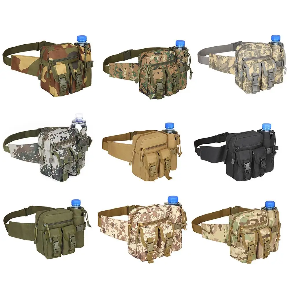 حقيبة خصر ذات سعة كبيرة للعمل والمشي لمسافات طويلة وحزمة صدر تكتيكية وحقائب مقاومة للماء وخفيفة الوزن وحامل زجاجة مياه رياضية خارجية