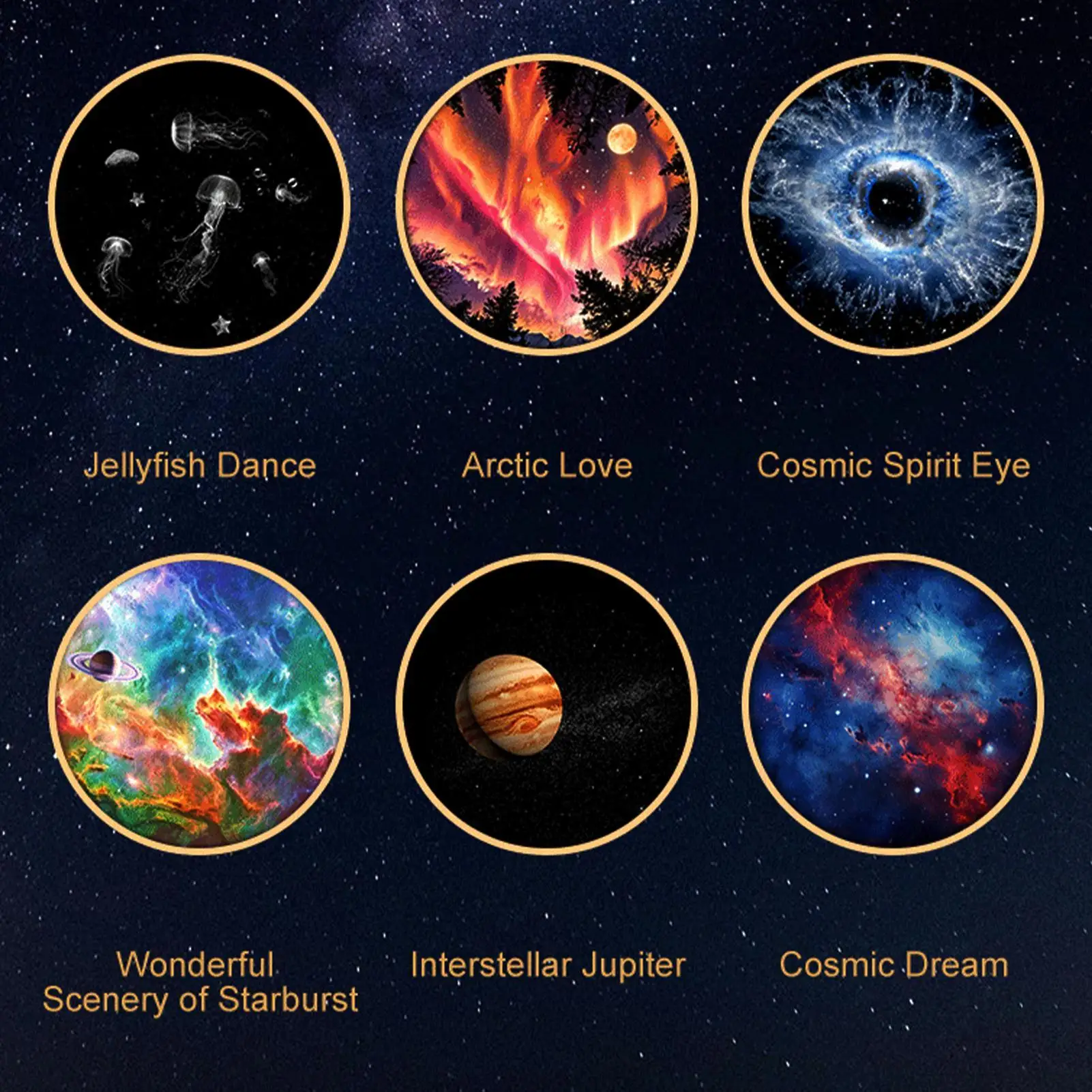 Star Projector 360 Degree Rotating Adjustable Brightness Galaxy Portable Space Projector Light For Home Bedroom Living Room