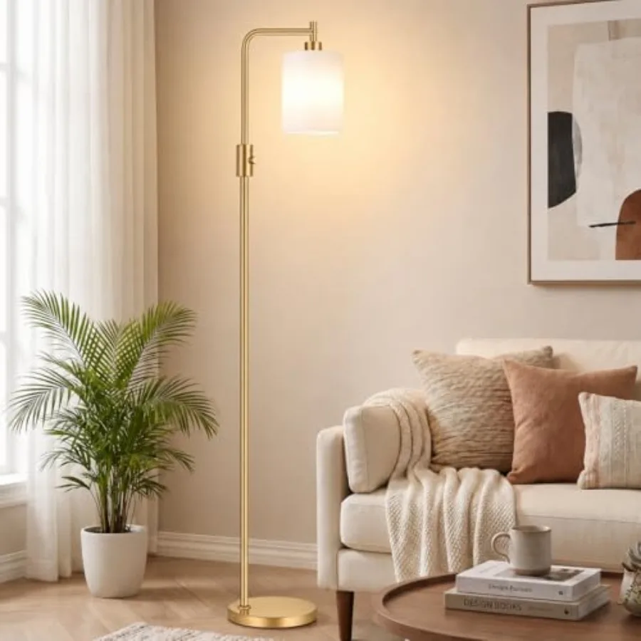 

Upgraded Dimmable Floor Lamps for Living Room with Frosted White Glass Shade, Modern Industrial Floor Lamp with 900LM Bulb Incl