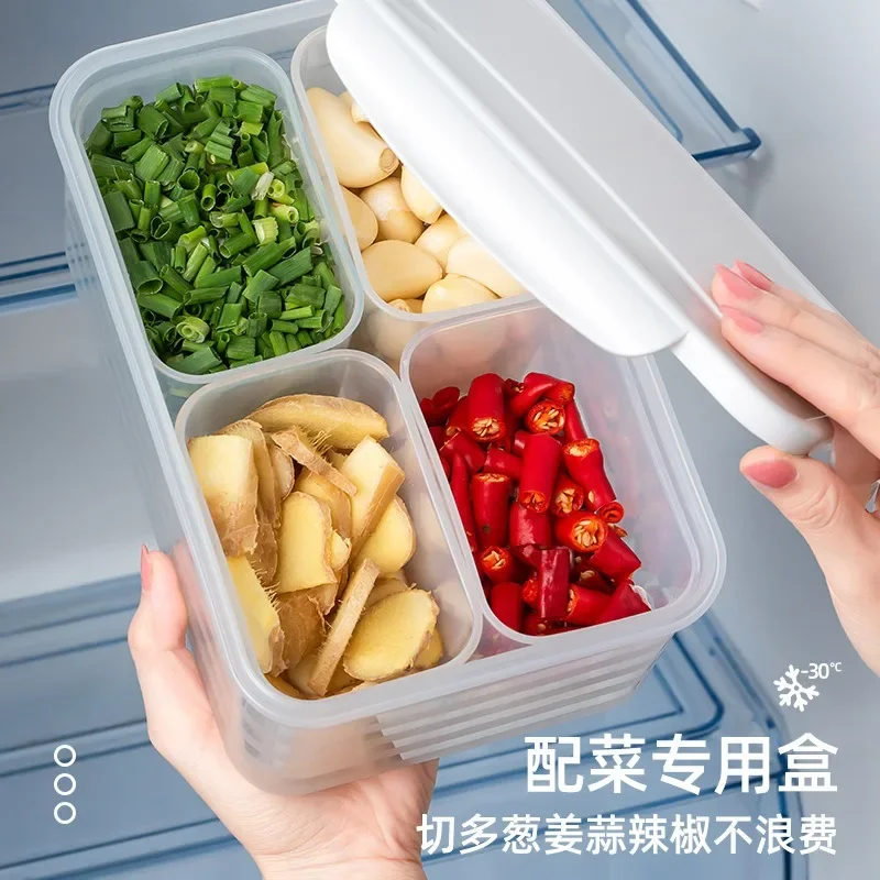 Japanese Four Compartment Packaging Box, Frozen Meat, Frozen Refrigerator, Fresh-keeping Box, Scallions, Ginger, Garlic Storage