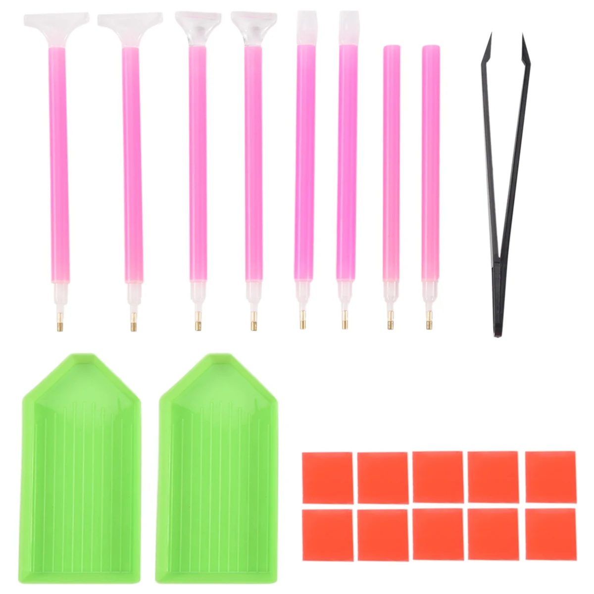 21Pcs Diamond Painting Cross Stitch Tool Kit Tray Sticky Pen Tweezers DIY Craft