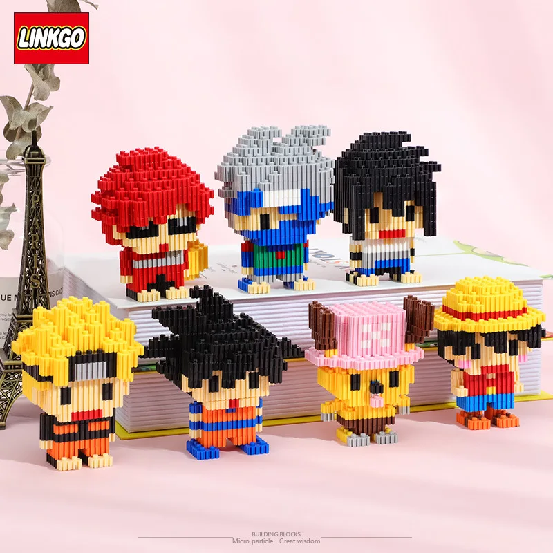 200pcs+ One Piece Anime Building Blocks Kakashi Luffy Gaara Chopper Model Connection Mini Brick Figures Toys for Children