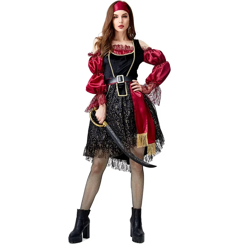 Pirate Pirates of The Caribbean Cosplay Captain Jack Sparrow Costume Men Women Female Male Female Carnival Halloween Sexy Set