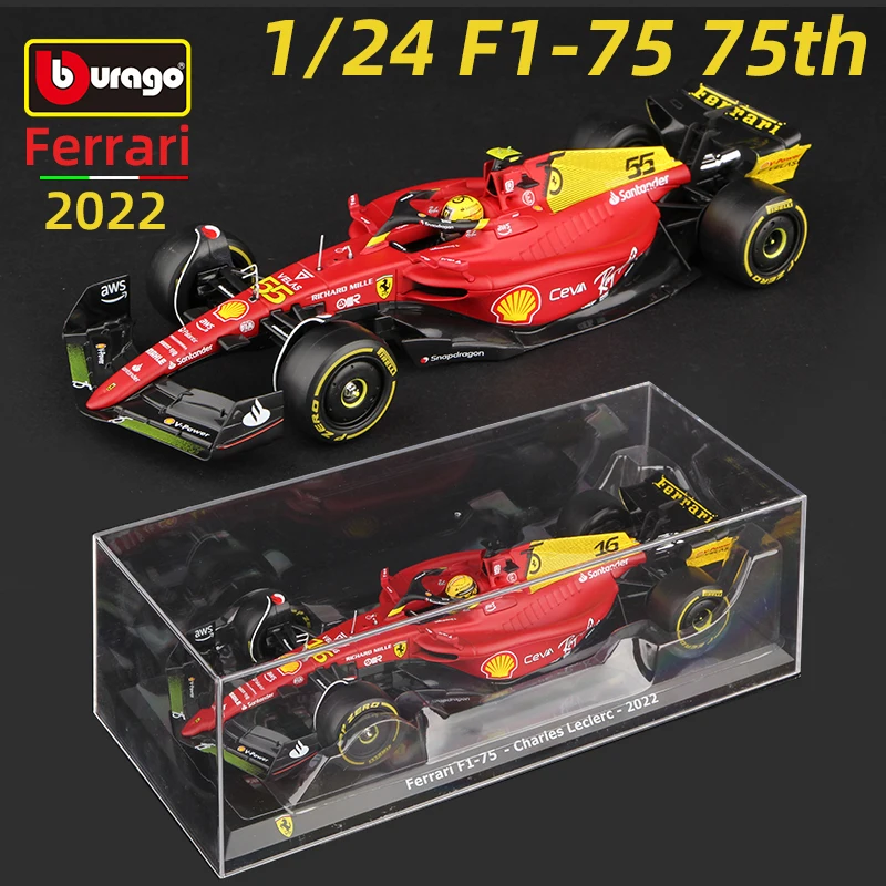 Bburago 1:24 2022 Scuderia Ferrari F1-75 Monza 75th Anniversary Alloy Car Die Cast Model Luxury Vehicle Formula Racing Toy