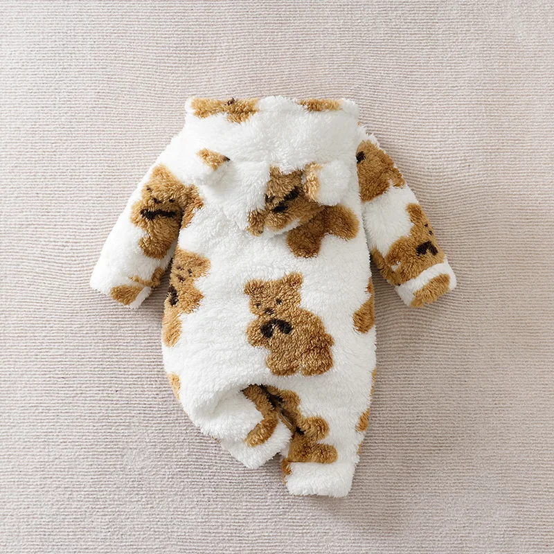 2 قطعة نيسيي الطفل 0-18 أشهر الوليد محبوك الدب البني والبيج مقنعين مريحة الدفء لينة العصرية عادية طفل بذلة