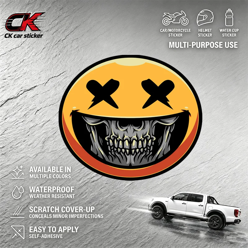 Creativity Car Vinyl DecalX Eyes Skull Smiley Facefor Car Motorcycle Laptop Auto Body Decoration