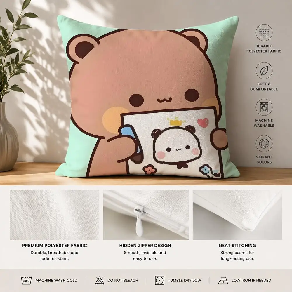 Cartoon Cute B-Bubu Dudu Cushion Cover 40x40cm Square Decorative Sofa Cushion Cover Bedroom Living Room Home Decor Gift