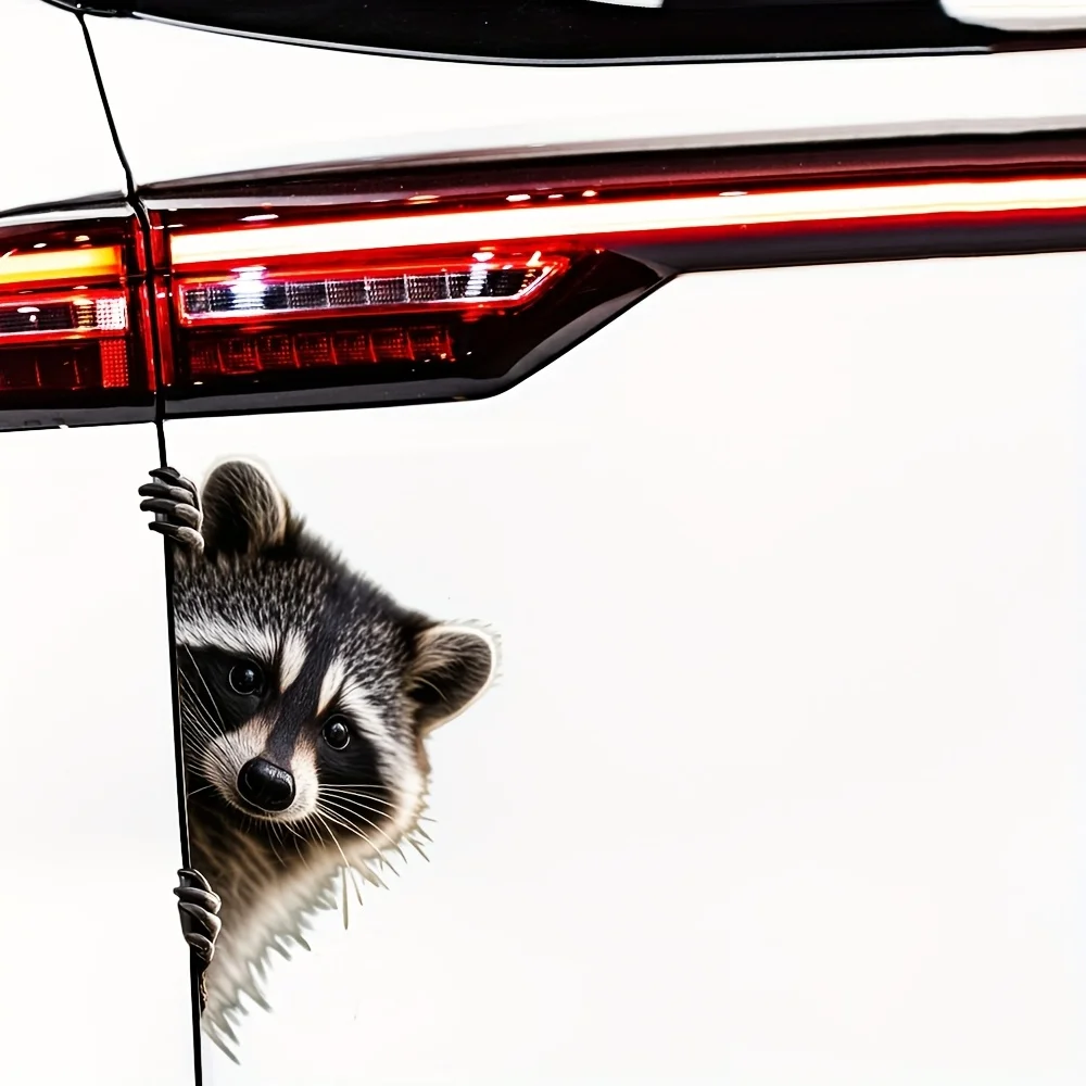 Adorable Raccoon Side Peeking Car Sticker Used for Car PVC Self Adhesive Scratch Covering Decals Laptop Fashion Stickers Gift