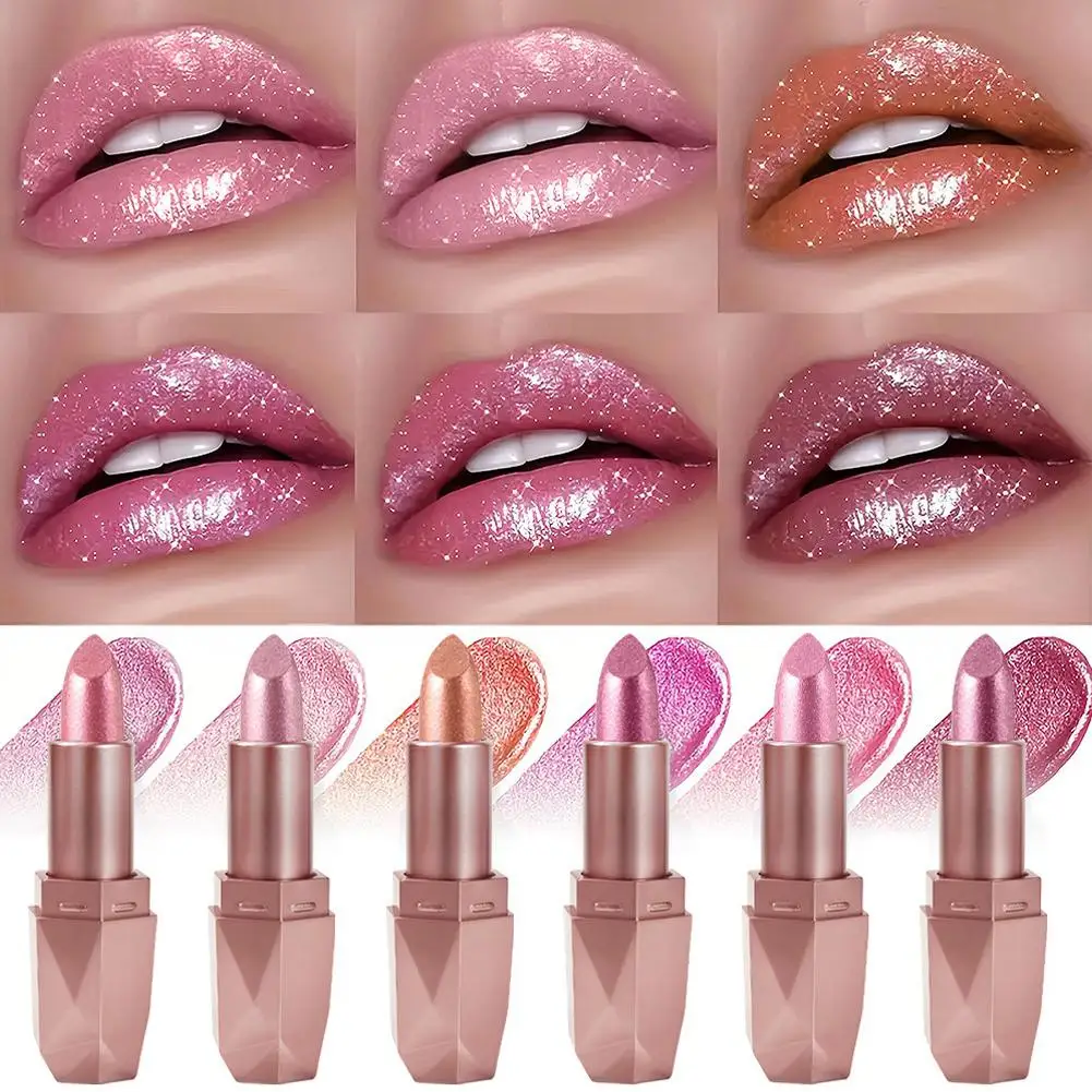 Shine Glitter Rossetto Colore labbra ad alto impatto, Balsamo labbra colorato idratante, Formula leggera e idratante per la cura delle labbra