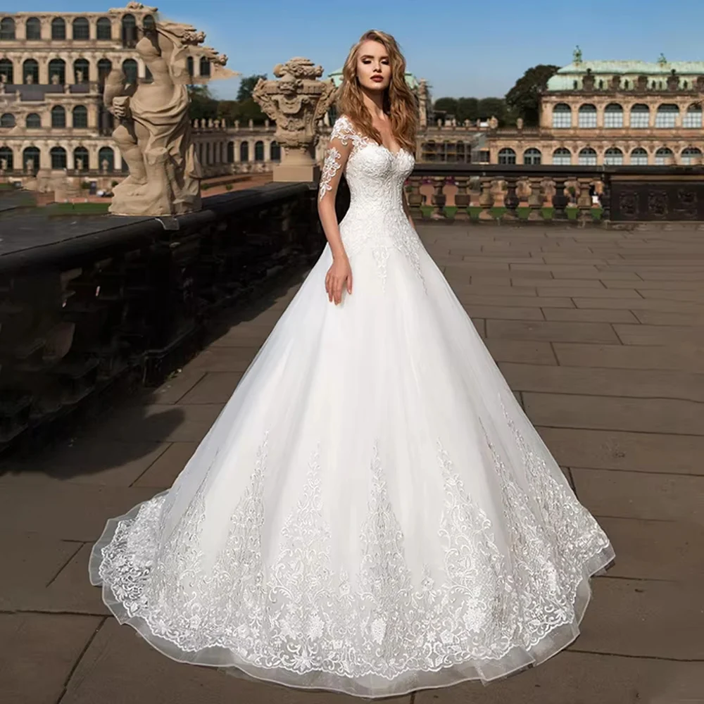 

Sweetheart Collar Women Wedding Dresses Modern A-Line Bride Gowns Mopping Length Engagement Banquet Vestidos De Novia Customized