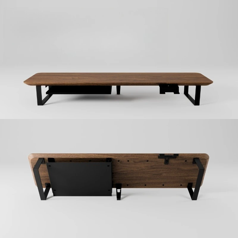 North American black walnut solid wood double-layer monitor height rack, computer rack c