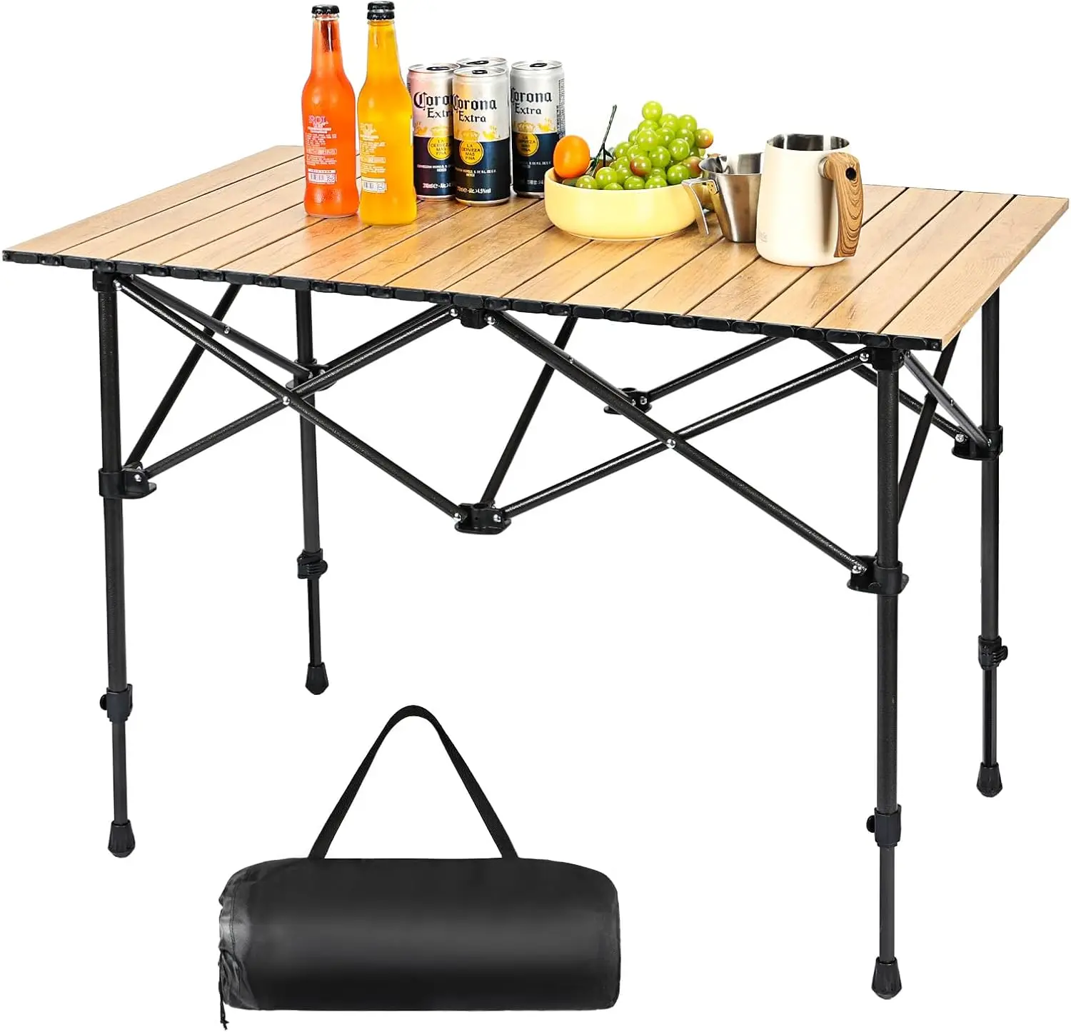 

Camping Table Folding Camp Table Roll Up Surface Lightweight Collapsible Height Adjustable Suitable for Picnic Adults with Carry