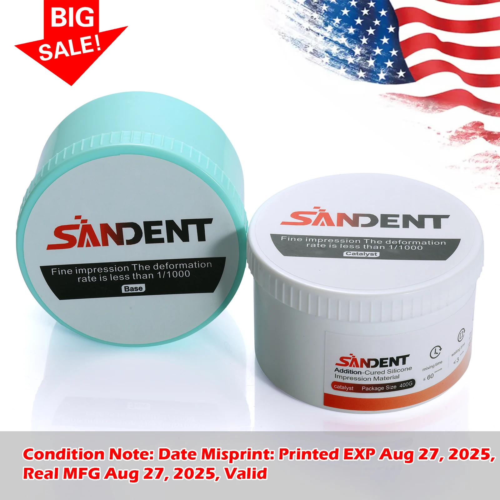 800G Dental Heavy Body Addition-Cured Impression Material silicone Putty Fast Set Base+Catalyst USA