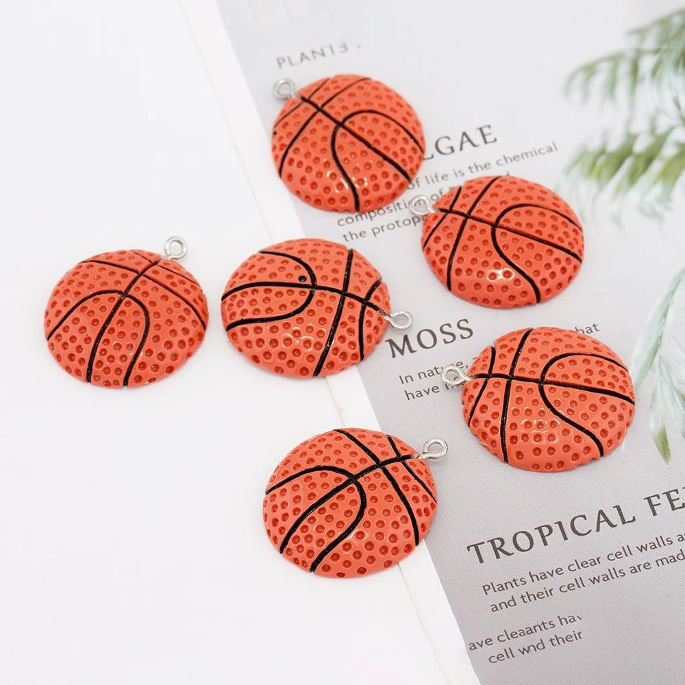 10pcs/lot Basketball Resin Flatback Sport Charms for DIY Necklace Earrings Keychain Jewelry Making Pendants Accessories Supplies