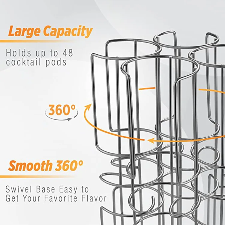 64 Pcs Tassimo Coffee Capsule Display Rack Bartesian Cocktail Capsule Storage High-Capacity Rotatable360 Degree Metal Rack