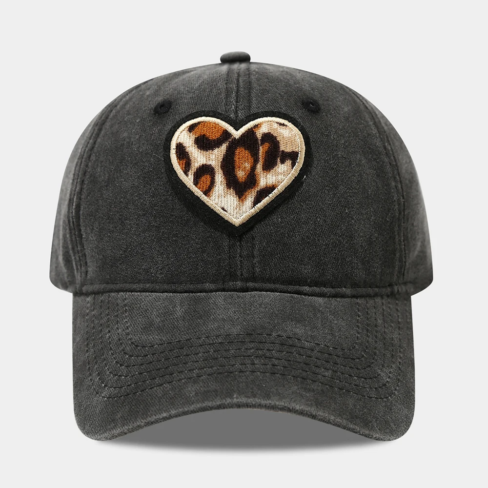 

Baseball Cap Women Men Leopard Love Letter Summer Sun Protection Accessory Black Hat For Golf Climb Outdoor Sports
