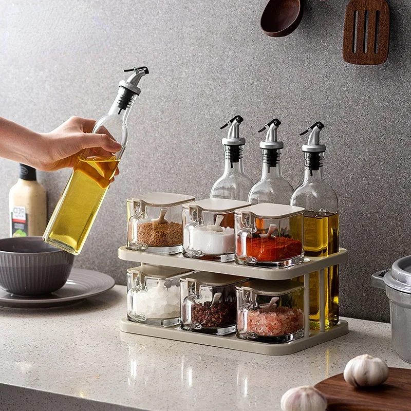 

Salt Pepper Spice Jars Set Glass Oil Sprayer Dispenser Sauce Bottle Spice Jar Organizer Especieros Para Cocina Bento Accessories