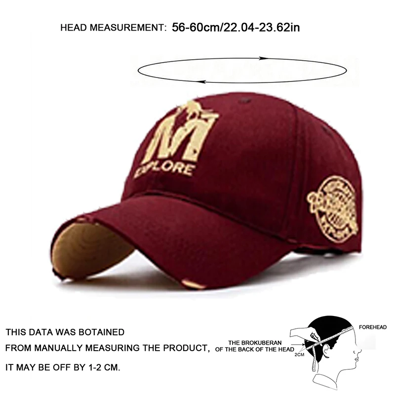 Unisex EXPLORE M Baseballkappen mit Wolf-Stickerei, Frühling und Herbst, für den Außenbereich, verstellbare Freizeithüte, Sonnenschutzhut, Sportkappe – Detail 6