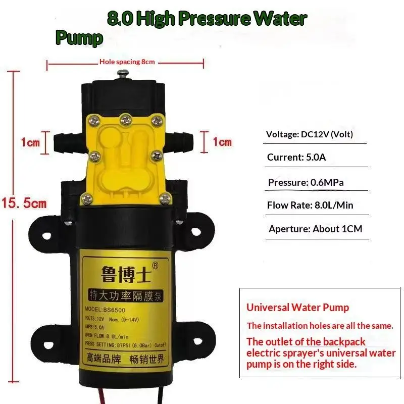 12V Compact High-Pressure Spraying Pump for Versatile Agricultural Watering Needs