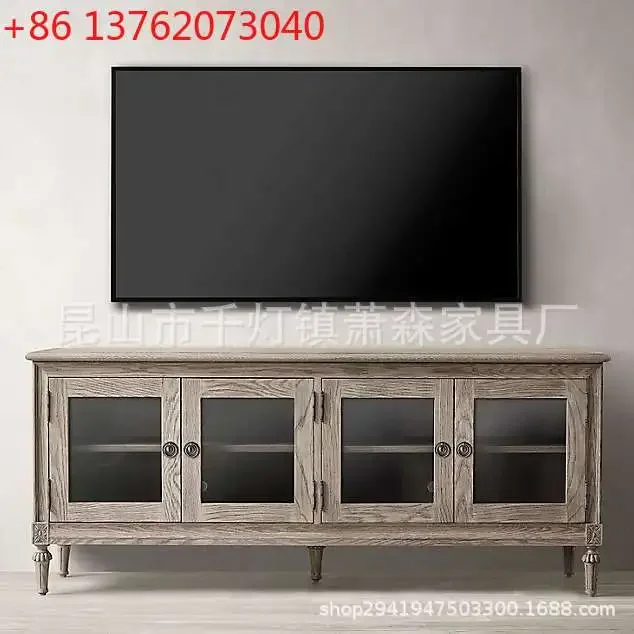 American solid wood retro living room TV cabinet floor cabinet French design new audio-visual cabinet