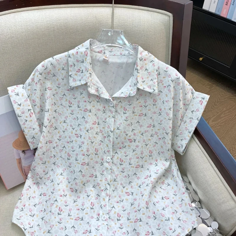 2025 Blusas Mujer De Moda blusa Mujer Floral suelta camisas De manga corta gasa Blusas De verano Vintage moda señora Tops 63g018