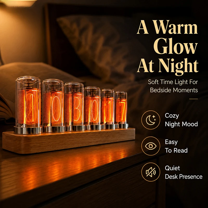 Nixie Glowing Tube Clock Desktop Esports Decoration Proposed Glow Mantel Clocks Decorative Table Clocks LED Digital Ornament
