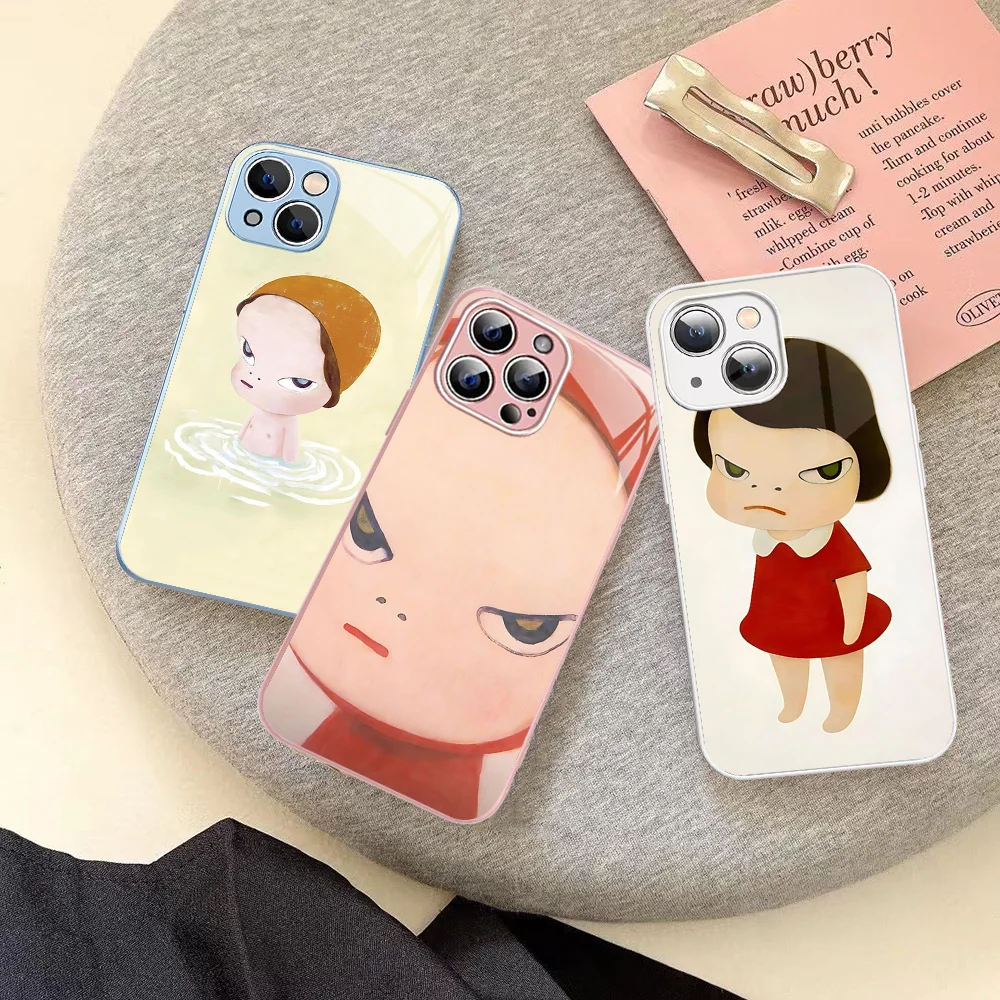 Yoshitomo Nara Art Чехол для телефона из закаленного стекла для Iphone 14 13 12 11 Pro Mini XS MAX 14Plus X XS XR Fundas