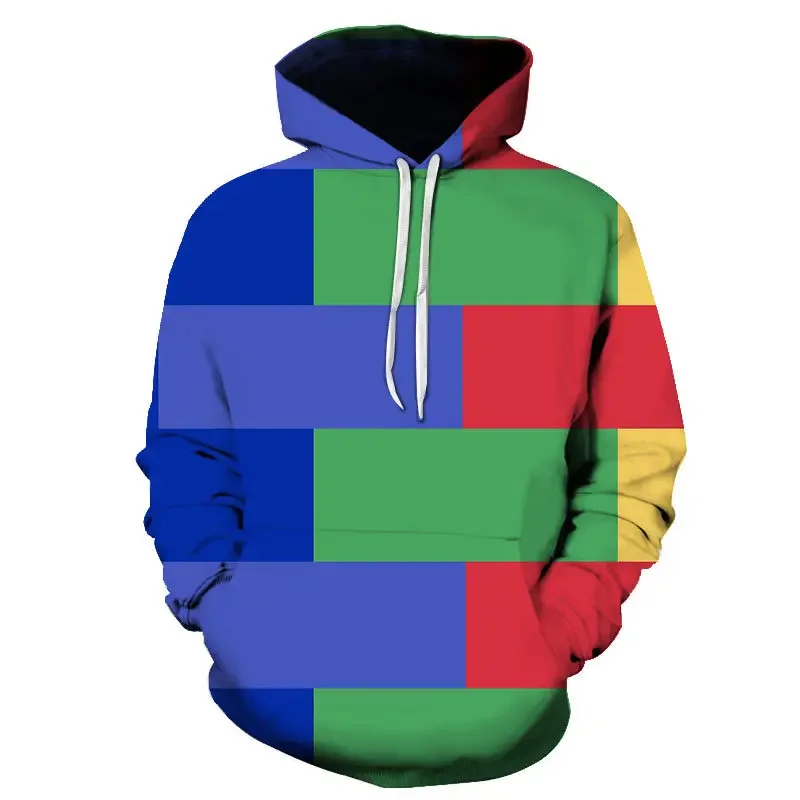 Neue Farbe Block Geometrische Muster Hoodie Männer Damen Kinder 3d Druck Lässige Mode Straße Sweatshirts Leichte Kleidung
