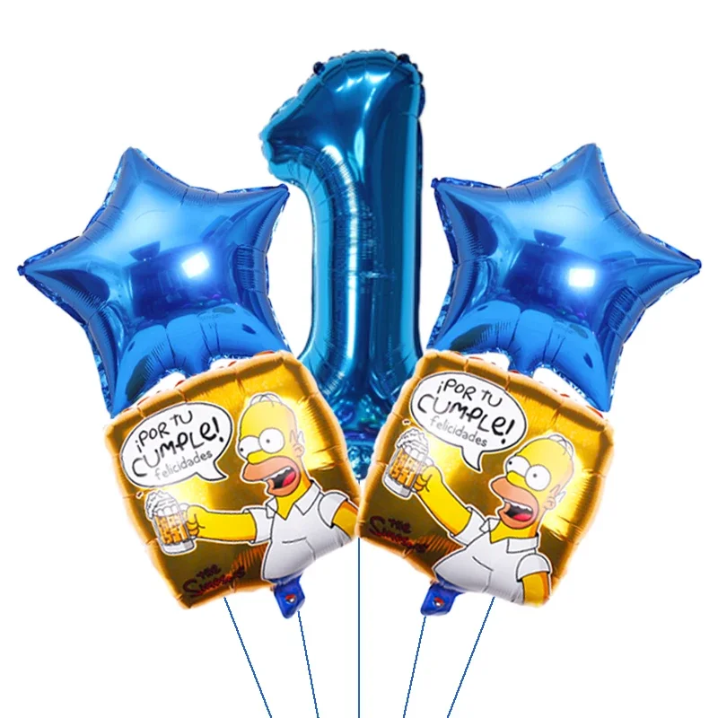 5pcs Cartoon The Simpsons Foil Balloons Homer J. Simpson Helium Balloon Baby Shower Birthday Party Decoration set Kids Toy Globo