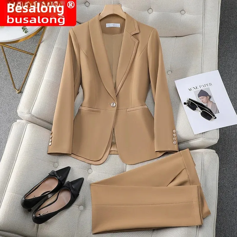 2024 New Women's Long Sleeve Professional Western-Style Busalong Suit Trousers Smart Workwear Wardrobe Staple