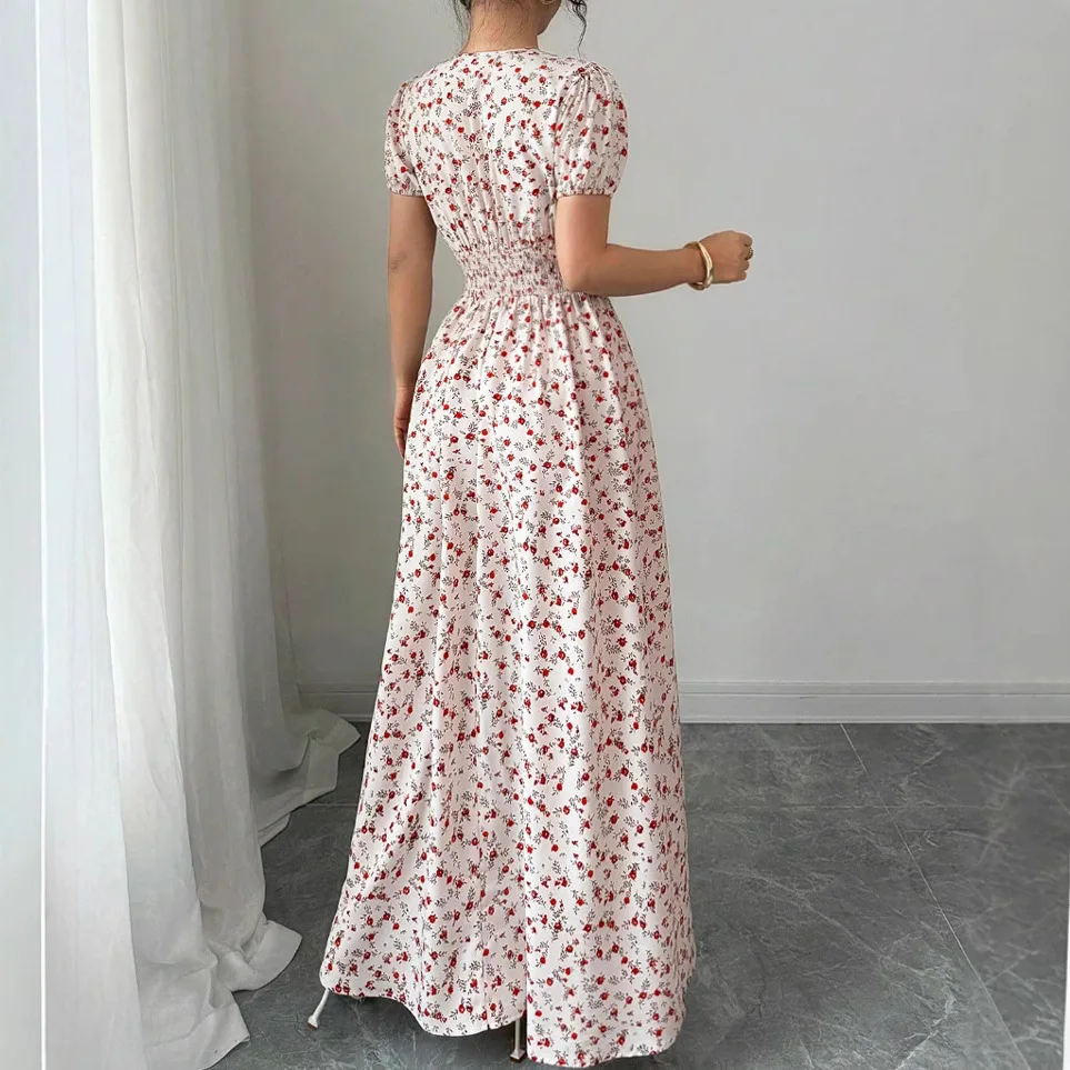 

2026 New Women's Summer Fashionable, Comfortable and Gentle Floral Print Long Skirt Dress for Women