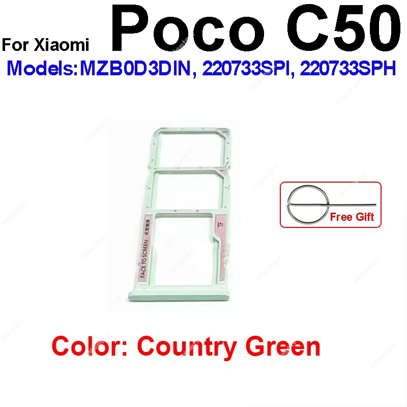 Sim Card Tray Holder For Xiaomi Poco C40 C50 C55 C65 C75 SIM Card Slot Holder Socket Card Reader Adapter Replacement Repair