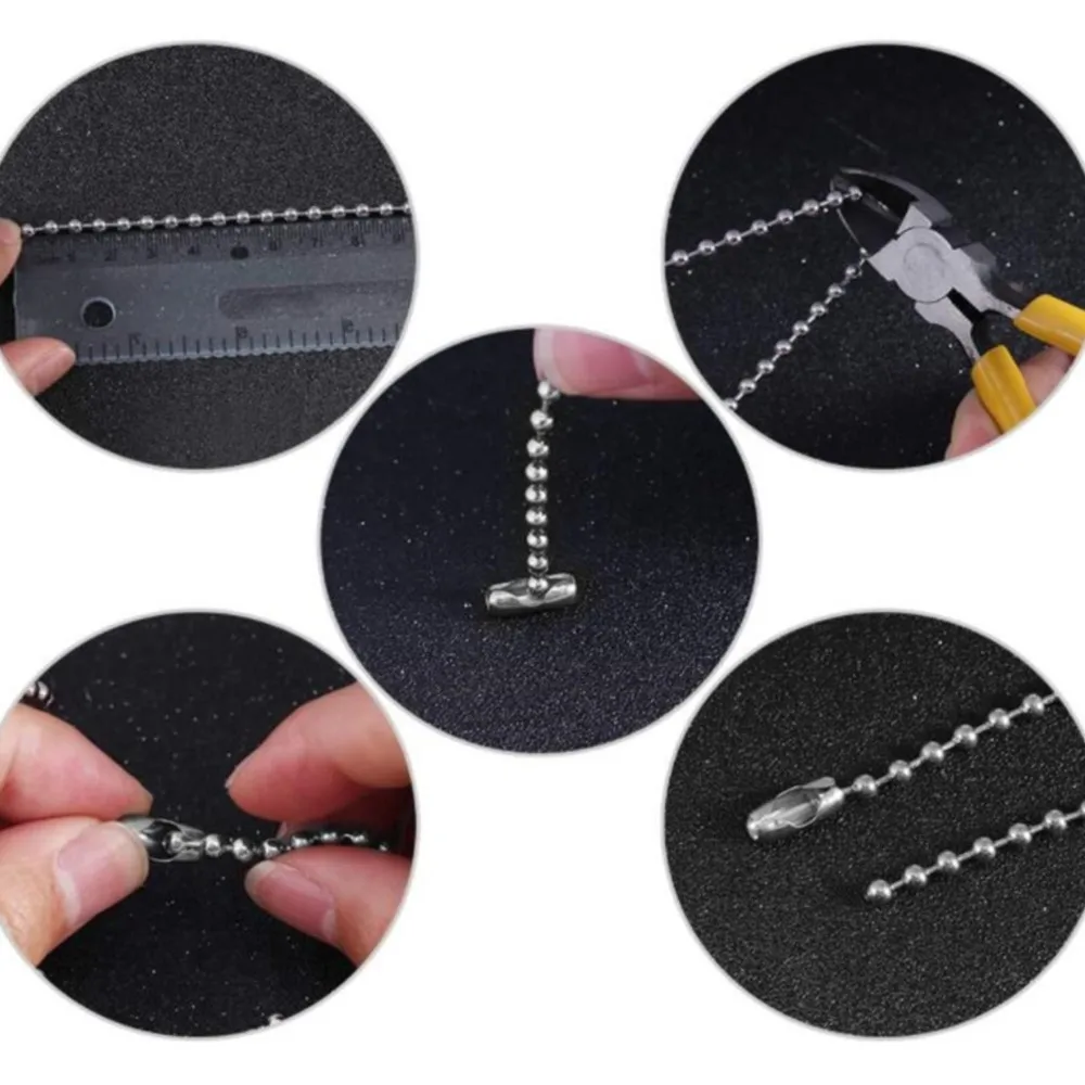 10m Stainless Steel Bead Ball Chains Roll with 50pcs Connectors Clasps for DIY Dog Tag Necklace Keychain Jewelry Making Supplies view 5