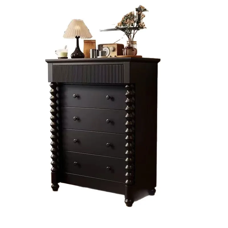 

French medieval retro chest cabinet, solid wood entrance cabinet