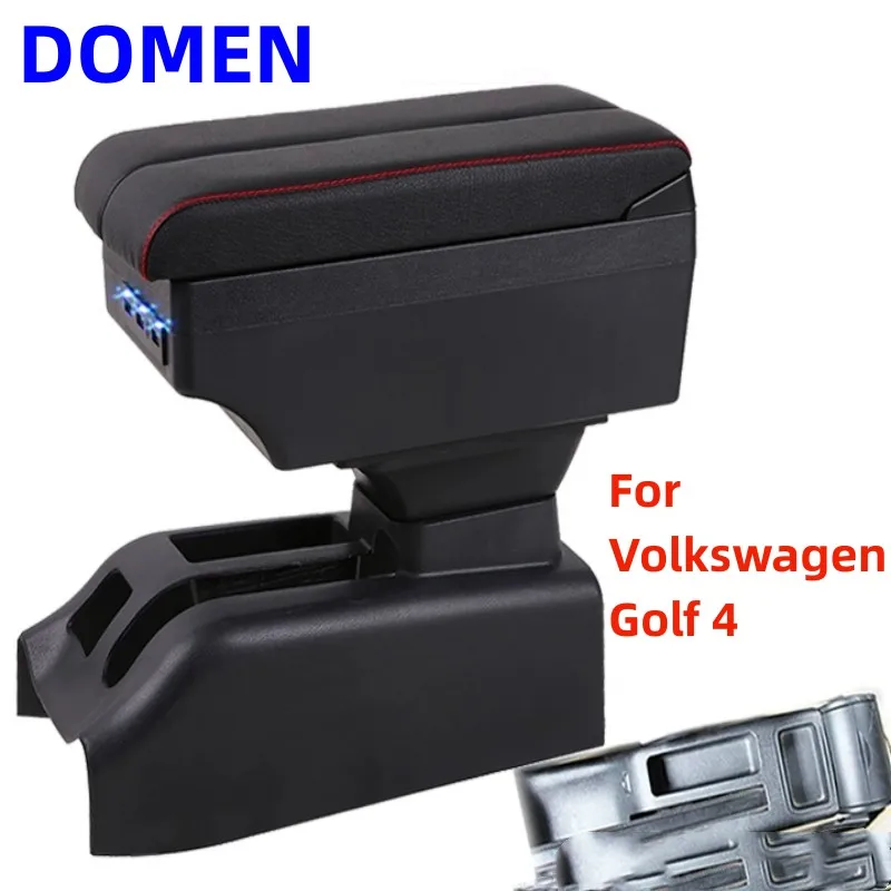 

For Volkswagen Golf 4 Armrest Box Interior Parts Car Central Content With Retractable Cup Hole Large Space Dual Layer USB DOMEN