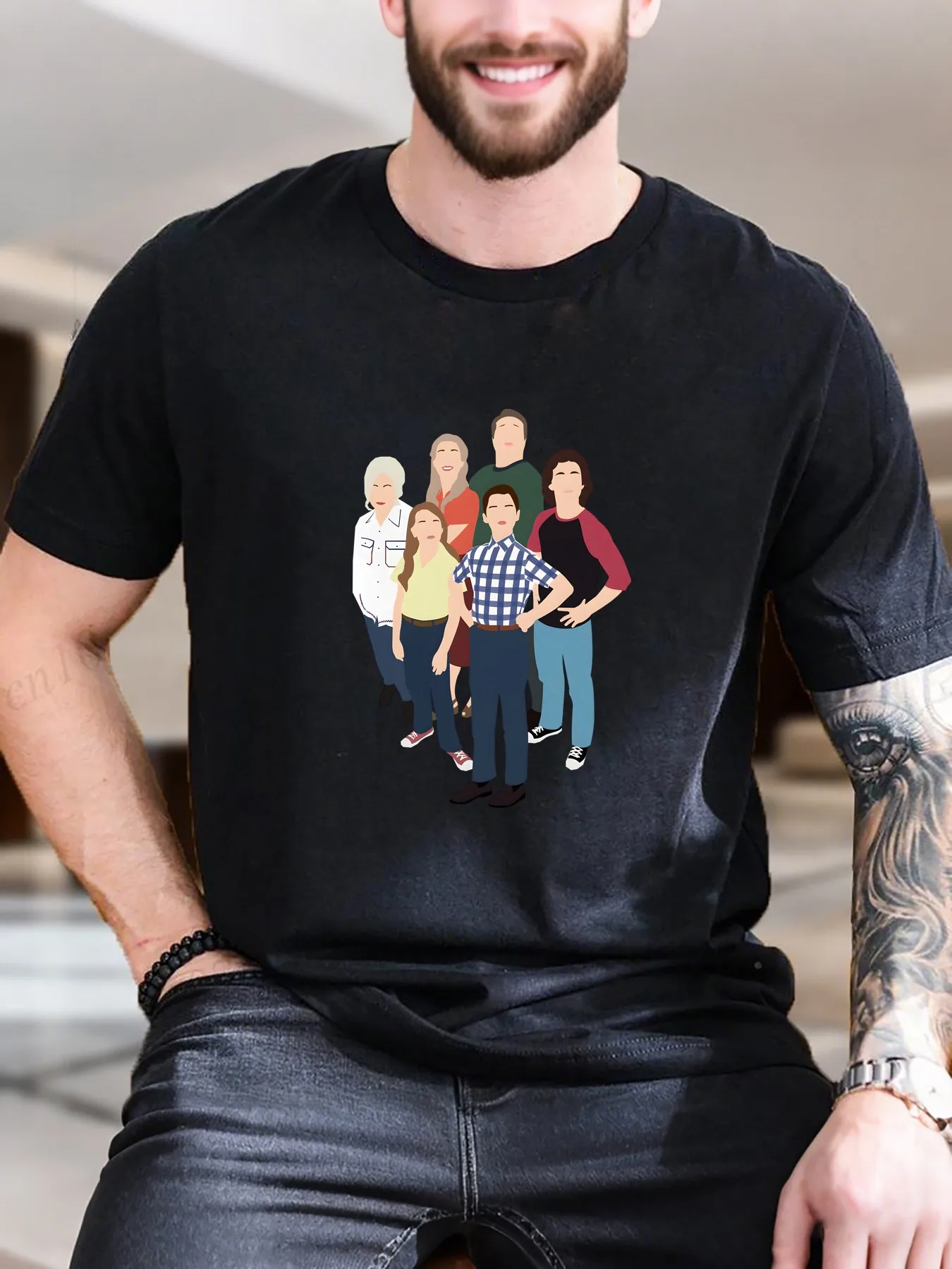 

New Arrival Fashion Printed Short Sleeve T-Shirt Men's 100% Cotton Soft Breathable Casual Graphic Tee with Standing Crowd Design