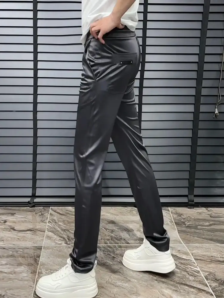 

Европейская мода, мужские летние тонкие однотонные свободные прямые повседневные брюки, универсальные простые узкие длинные брюки Haome