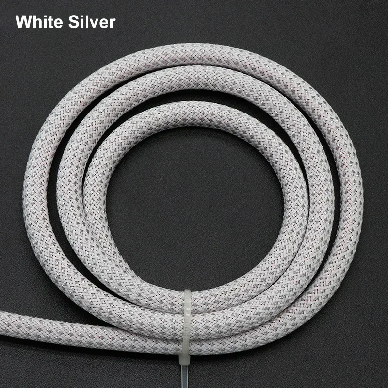 Durable White Silver PET Braid Sleeve - Flexible Snake Skin Cable Wrap (1-50m) - Multiple Sizes Available