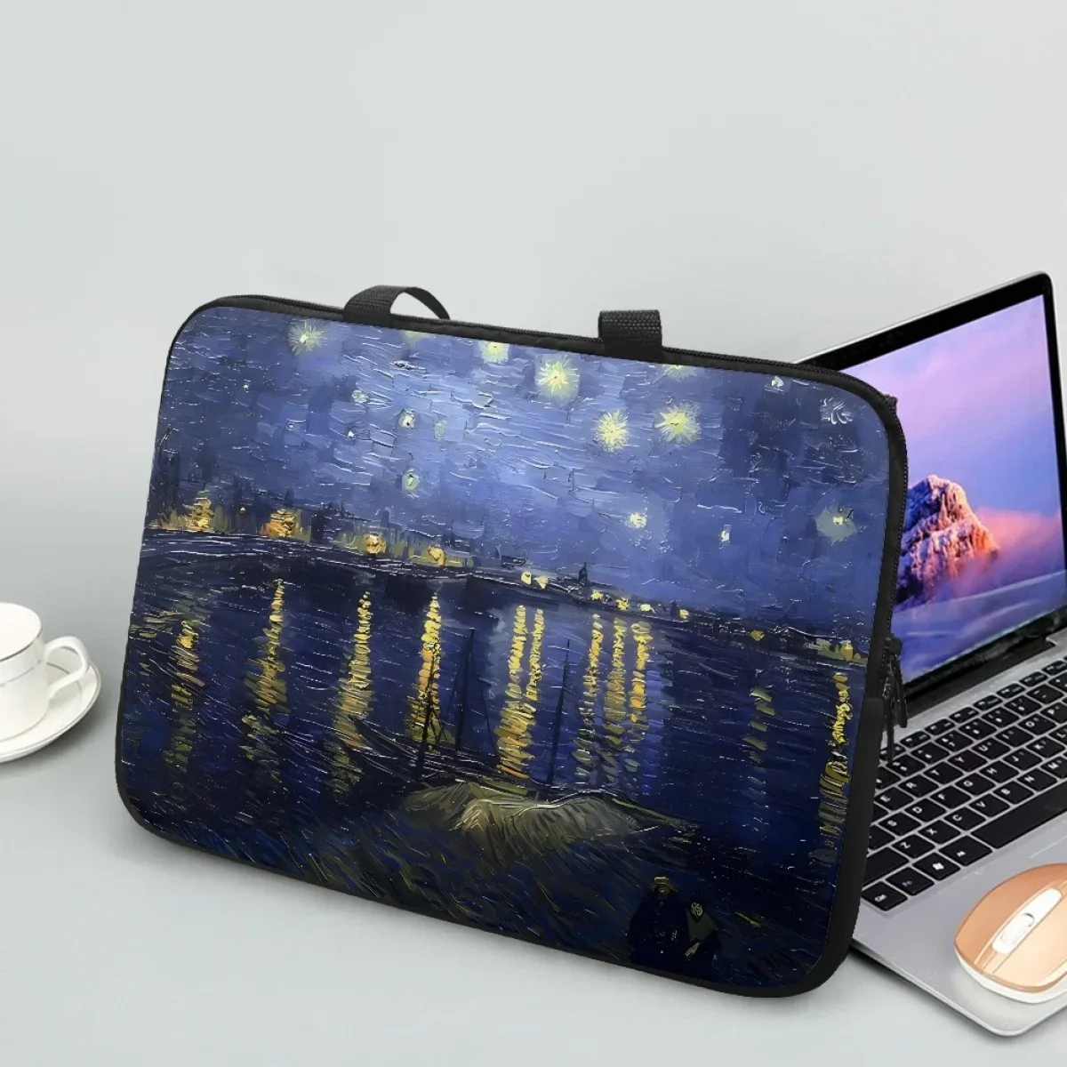 Starry Night Over the Rhone Design Tablet Sleeve Cases Portable Shoulder Handbags Briefcase Fashion Girl Notebook PC Cover Gift