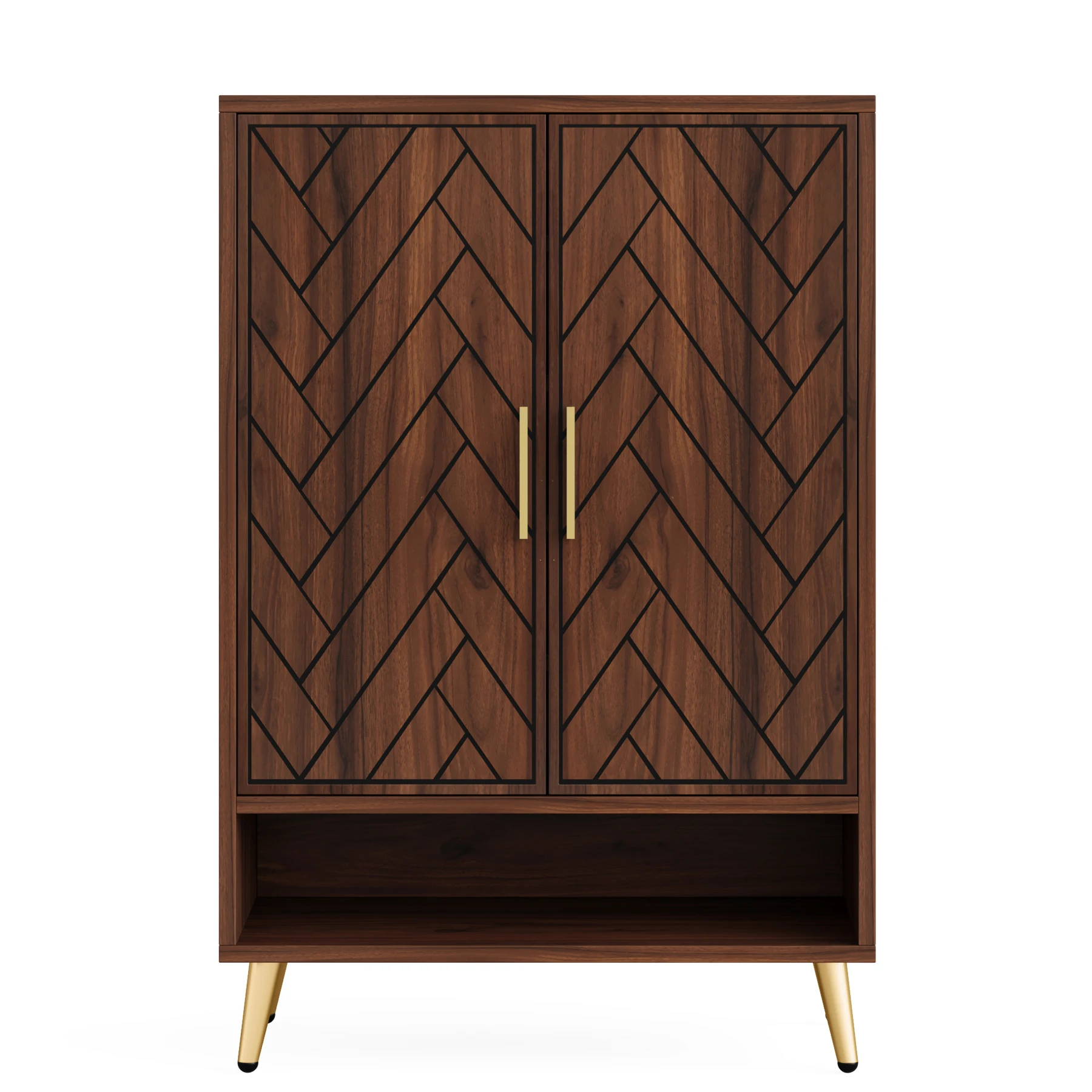 Door shoe cabinet, walnut shoe cabinet with adjustable shelves